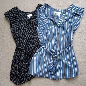 2 motherhood maternity short sleeve button ups